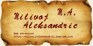 Milivoj Aleksandrić vizit kartica